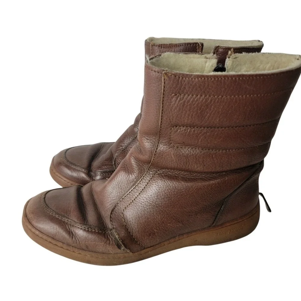 Vintage BATES Floaters‎ Boots 9.5 M Brown Leather Boots Wool Lining